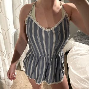 Striped bikini / bathing suit cover up romper